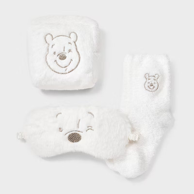 Women's Winnie The Pooh Embroidered Faux Fur 3pk Cozy Gift Set with Reusable Pouch, Cozy Socks an... | Target
