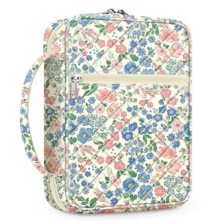 FINPAC Bible Cover, Carrying Book Case Church Bag Bible Protective with Handle and Zippered Pocket, Gift for Mother Lady Women, Floral Beige | Walmart (US)