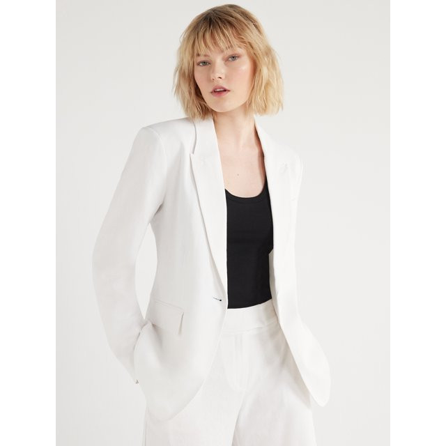 Scoop Women's Ultimate One Button Linen Blazer, Sizes XS-XXL | Walmart (US)