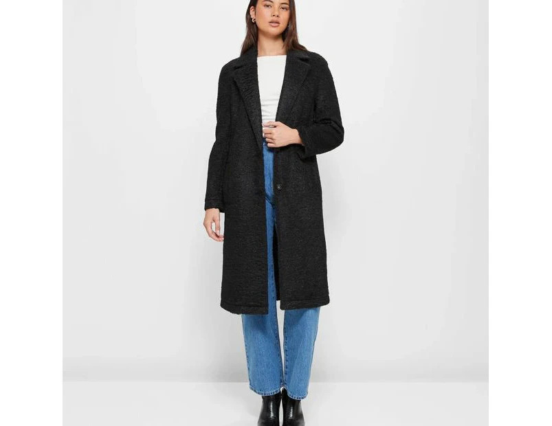 Textured Longline Coat - Lily Loves - Black | Catch.com.au