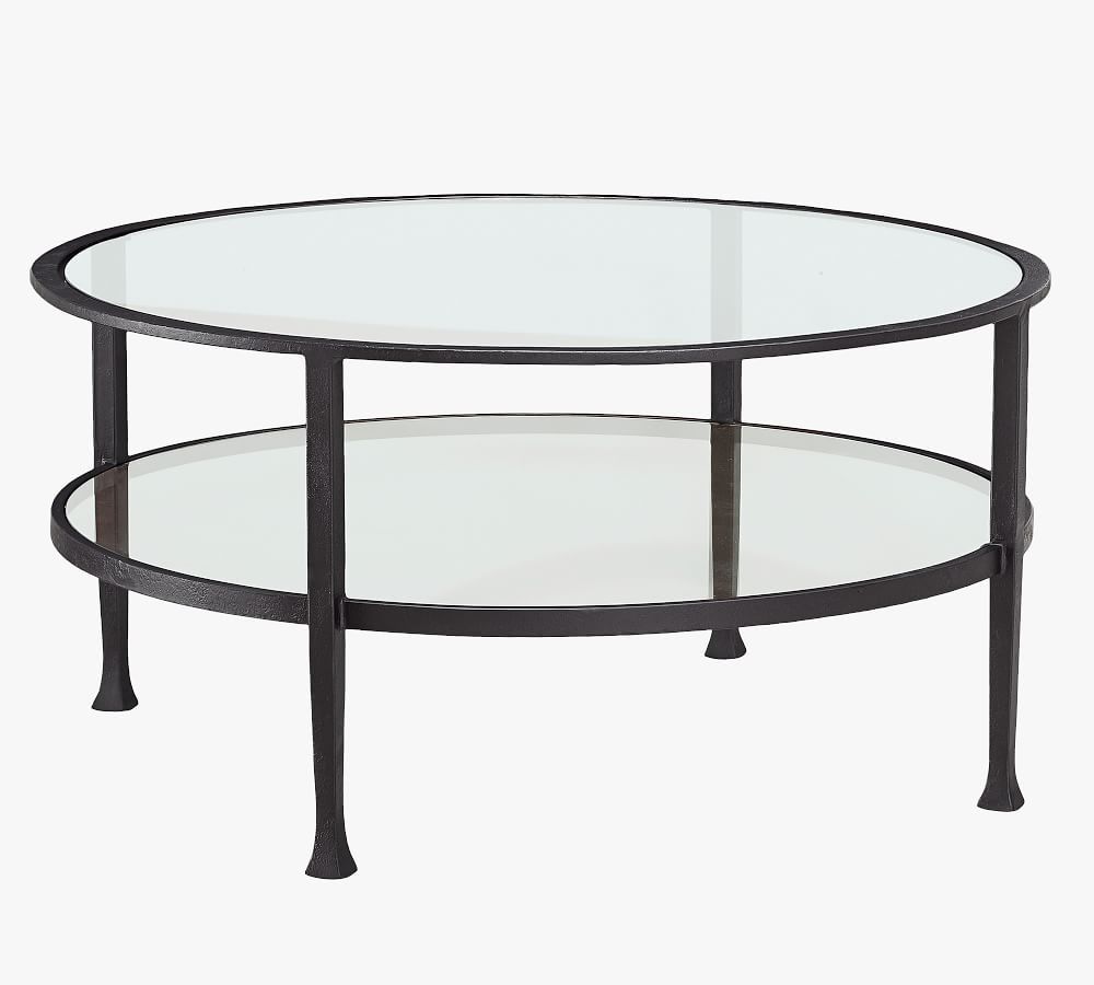 Tanner Round Coffee Table, Blackened Bronze, 36"L | Pottery Barn (US)