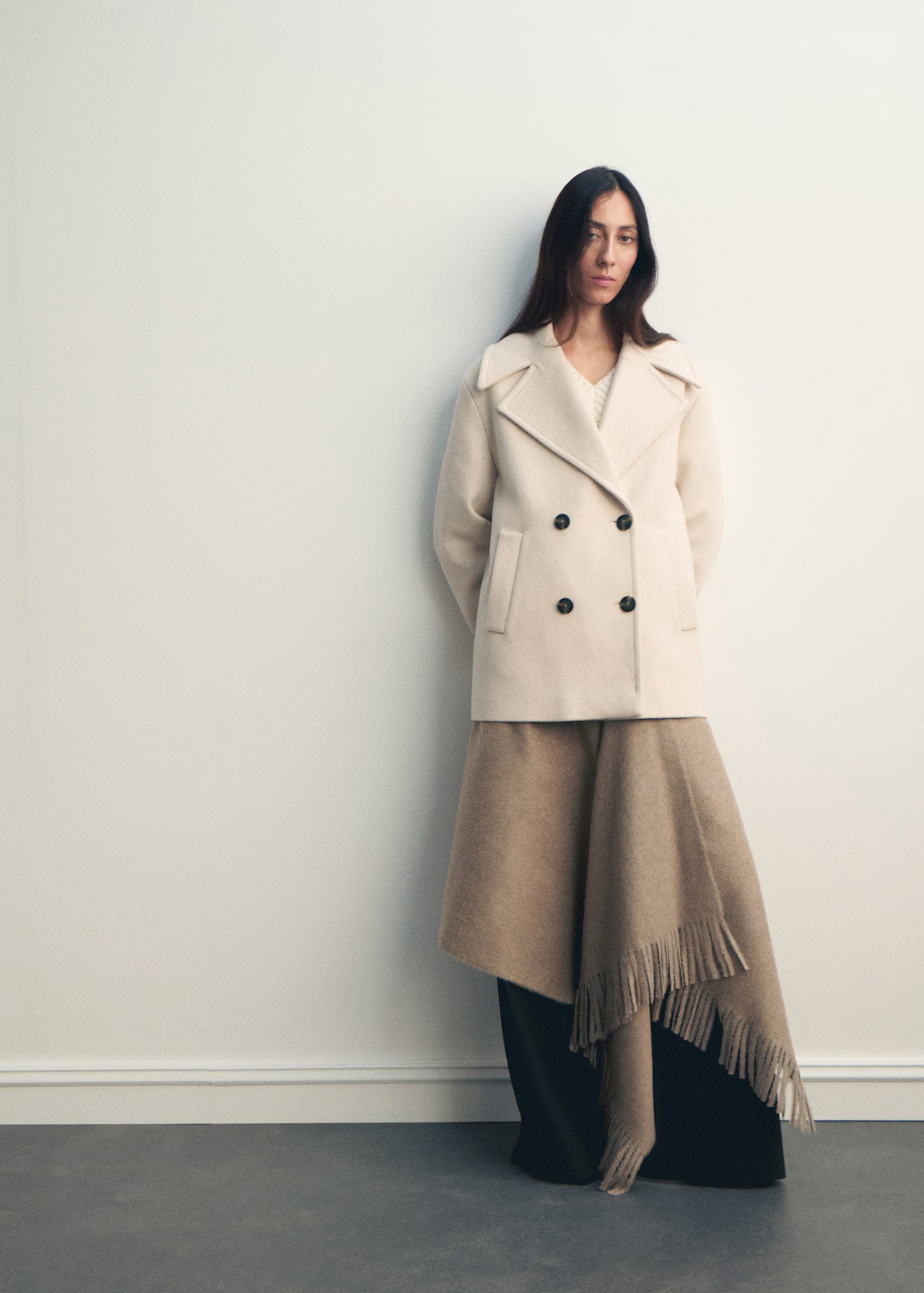 Double-breasted wool-blend coat | MANGO (UK)