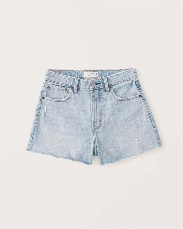 Women's Curve Love 90s High Rise Cutoff Shorts | Women's Bottoms | Abercrombie.com | Abercrombie & Fitch (US)