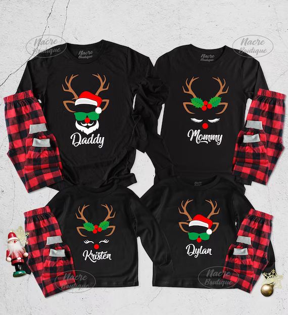 Christmas Reindeer Pajamas, Matching Family Christmas Pajamas, Family Christmas Pajamas, Rudolph ... | Etsy (US)