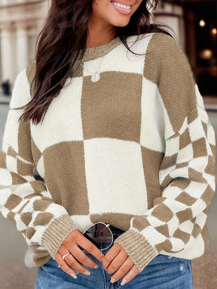 Plus Size Women'S Plaid Sweater Pullover | SHEIN