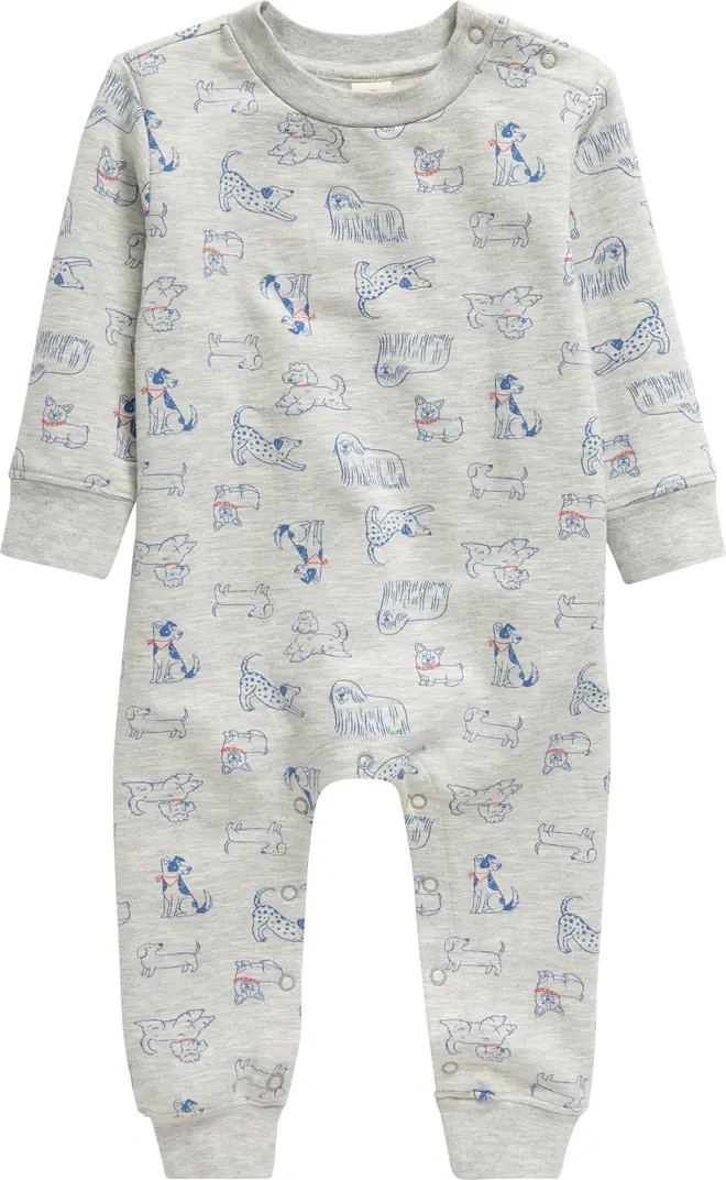 Puppy Pals Fleece Sweatshirt Romper | Nordstrom