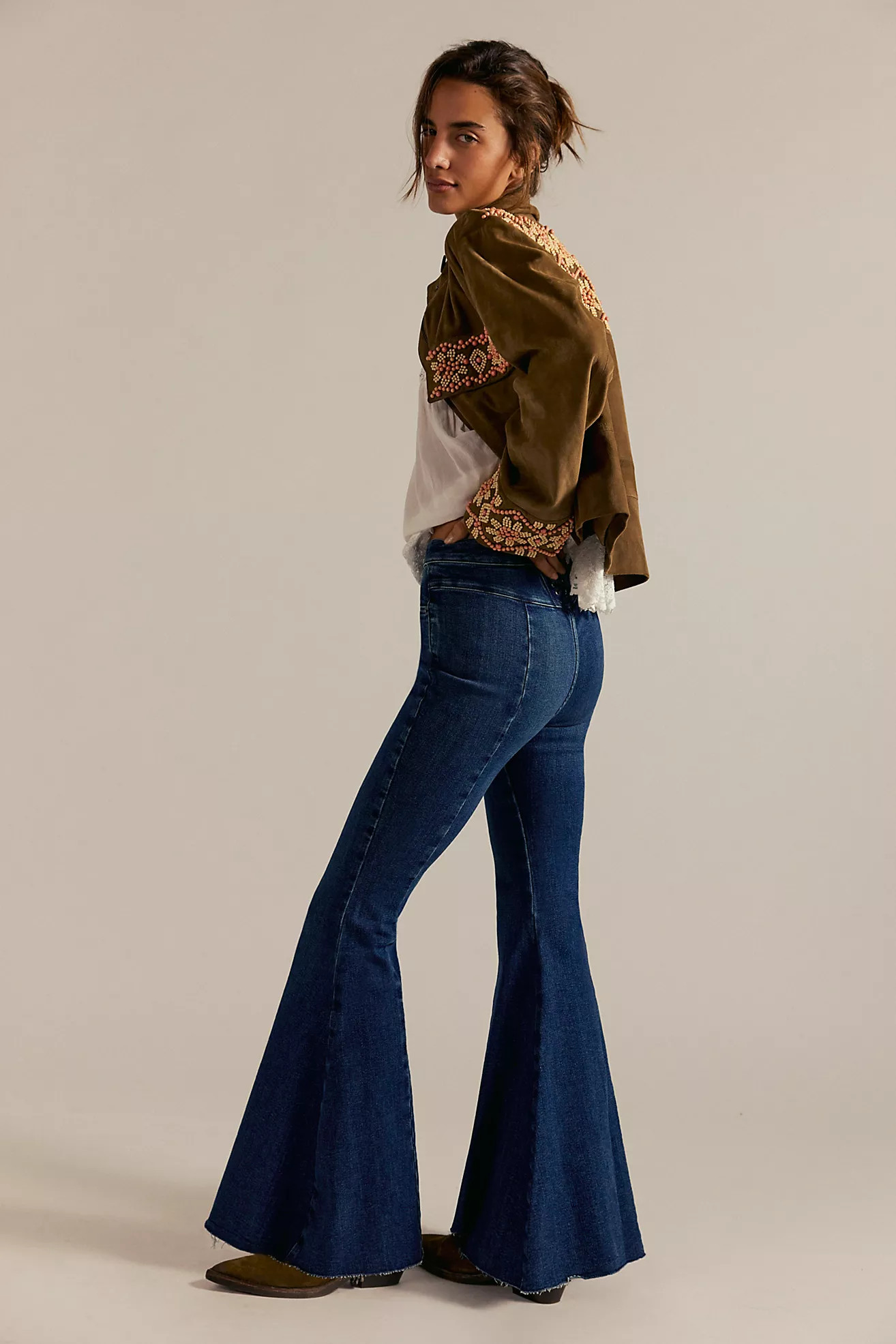 We The Free CRVY Super High-Rise Lace-Up Flare Jeans | Free People (Global - UK&FR Excluded)
