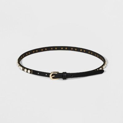 Women's Pearl Cabadoon Belt - A New Day™ Black | Target