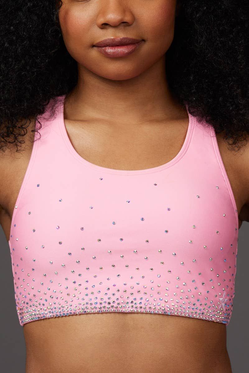 On the Go Sports Bra in Orchid Pink Crystal | Rebel Athletic