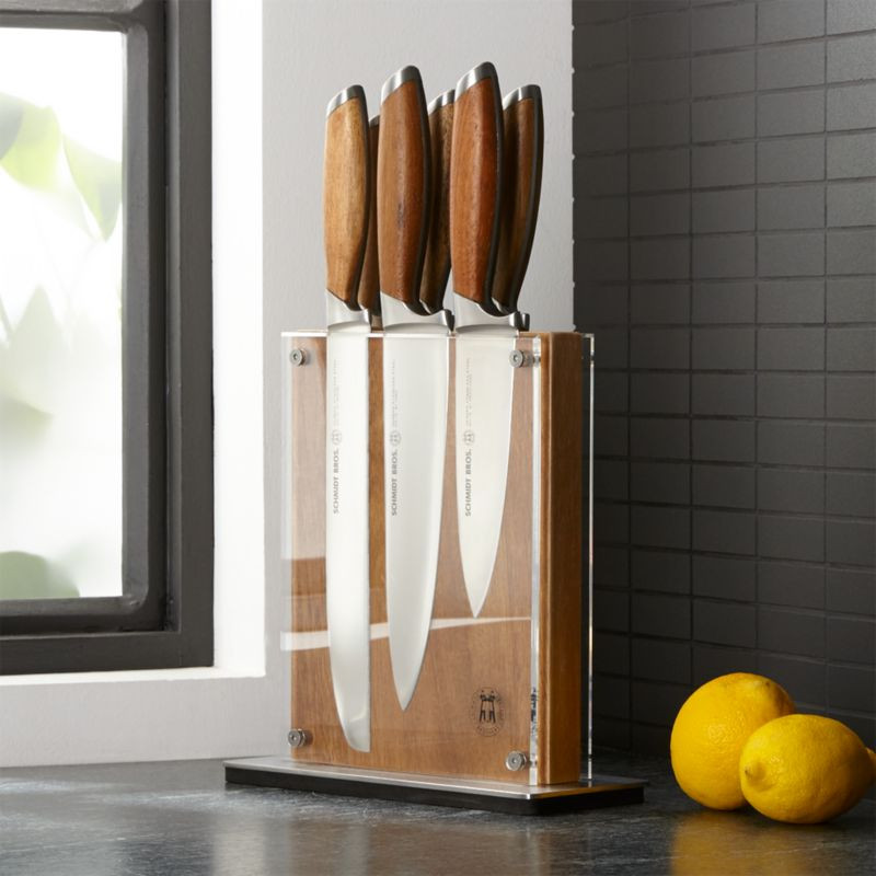 Schmidt Brothers Bonded Teak 7-Piece Knife Set + Reviews | Crate and Barrel | Crate & Barrel