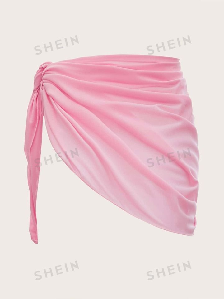SHEIN Swim Mod Solid Tie Side Cover Up Skirt | SHEIN