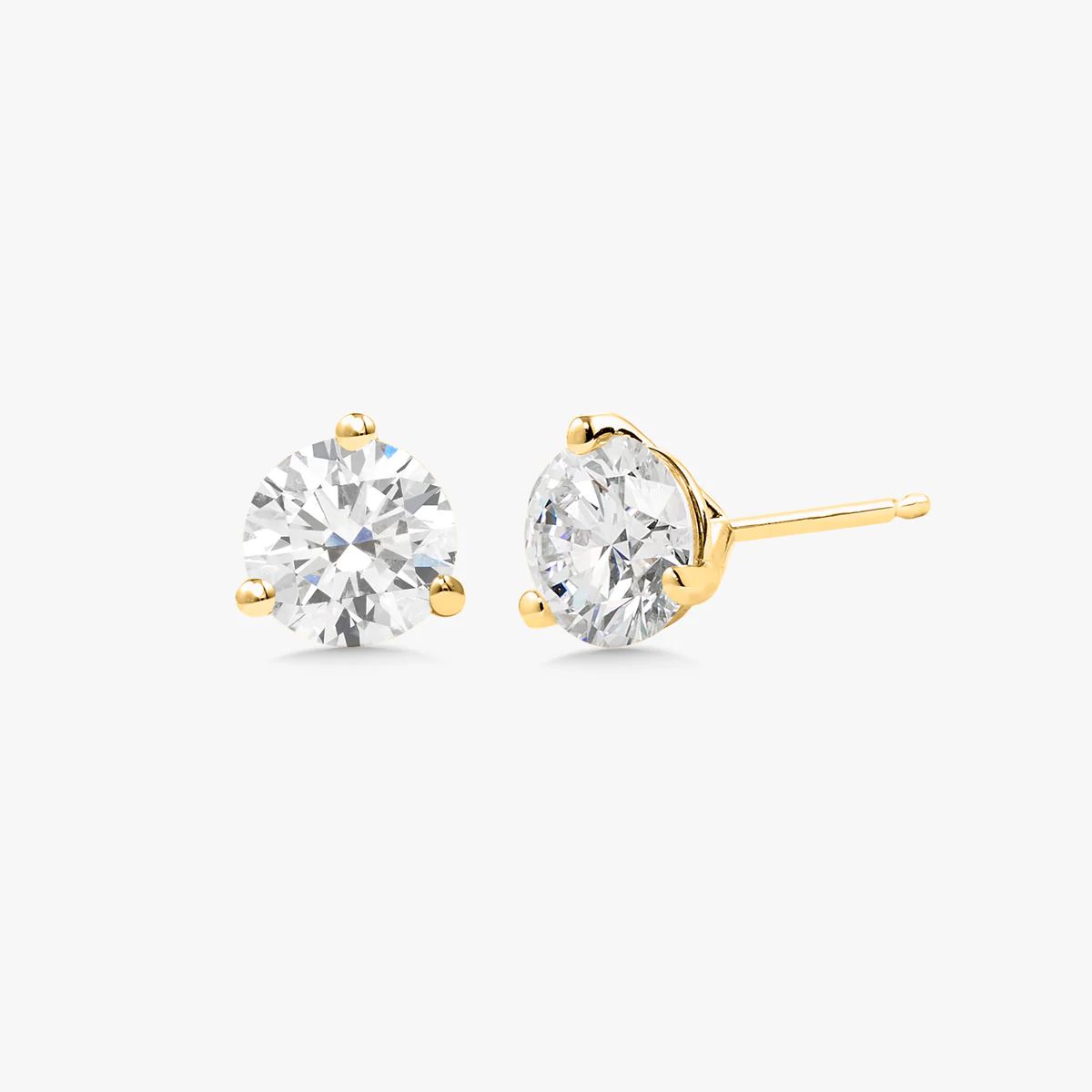 Lab Grown Three Prong Martini Diamond Stud Earrings (2 ctw) | RW Fine Jewelry