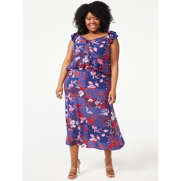 Sofia Jeans by Sofia Vergara Women's Plus Size Ruffle Sweetheart Midi Dress - Walmart.com | Walmart (US)