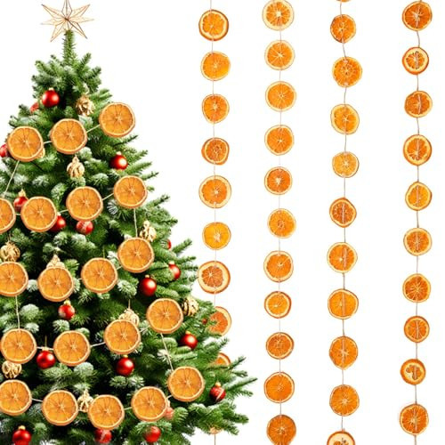 Christmas Decorations, 6.6ft Dried Orange Slice Fall Garland, Rustic Orange Garland for Mantle Front Door Fireplace Home Wall Doorway Window Xmas Tree Porch Farmhouse Indoor Decor | Amazon (US)