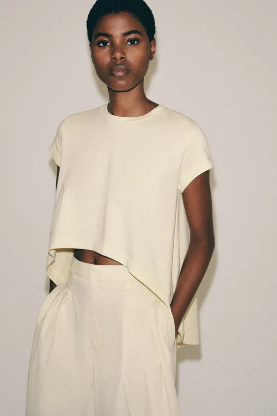 ASYMMETRIC COTTON T-SHIRT | Zara US