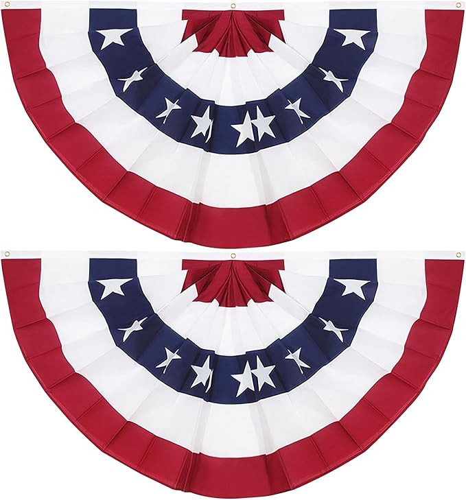 3x6Ft American Flag Bunting Patriotic Decorations,2Pack USA Pleated Fan Flag Brass Grommets Quali... | Amazon (US)