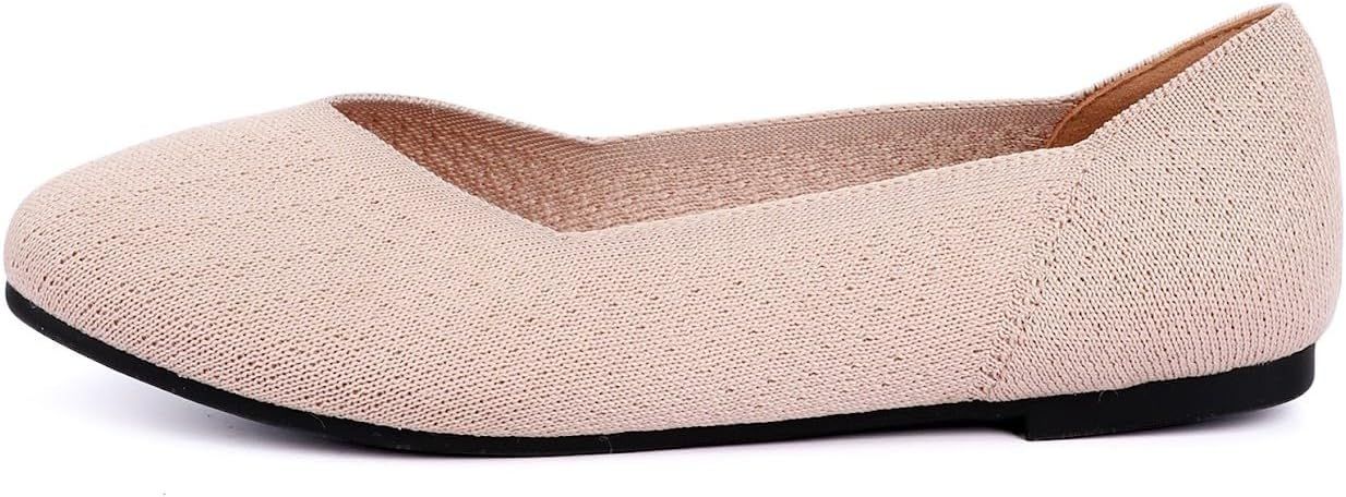 Women’s Ballet Flats Slip-On Round Toe Breathable Knit Casual Dress Shoes       Send to LogieIn... | Amazon (US)