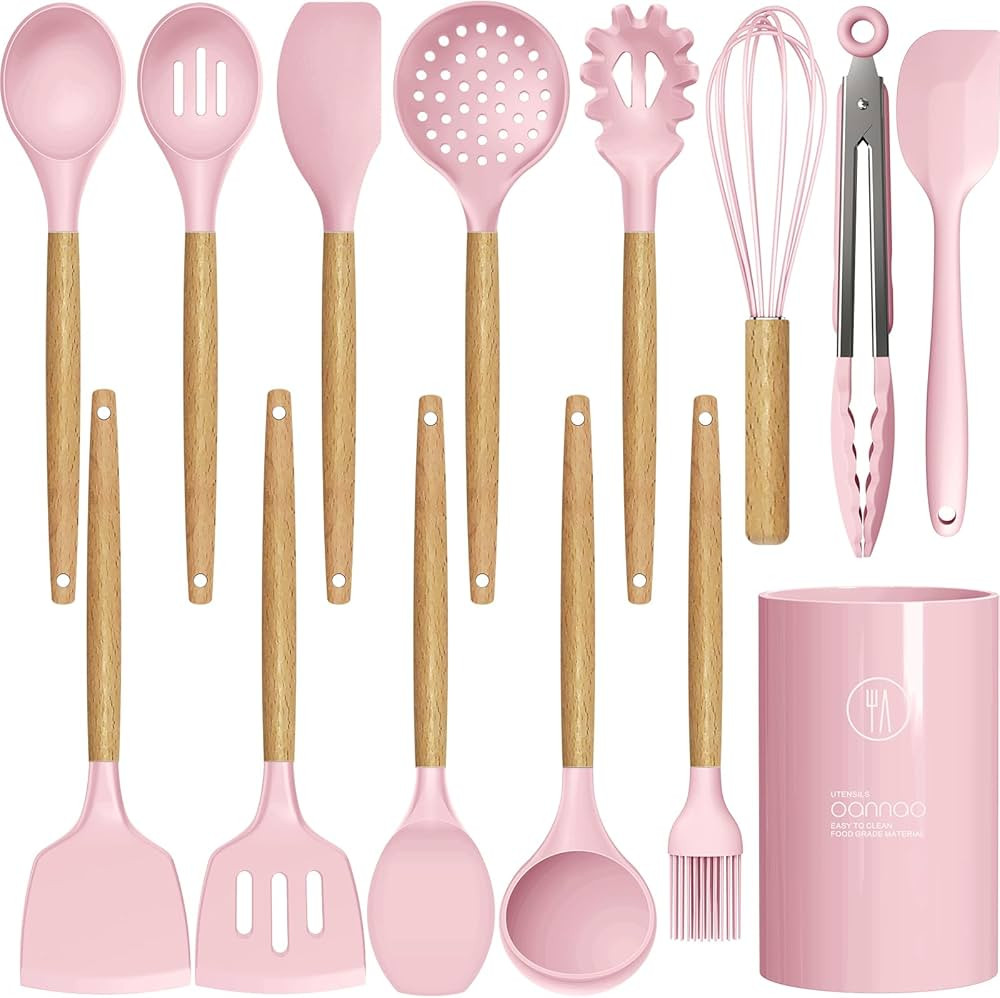 Silicone Kitchen Utensils Set - 446°F Heat Resistant Cooking Utensil Sets, Spatula,Turner,Tongs,... | Amazon (US)