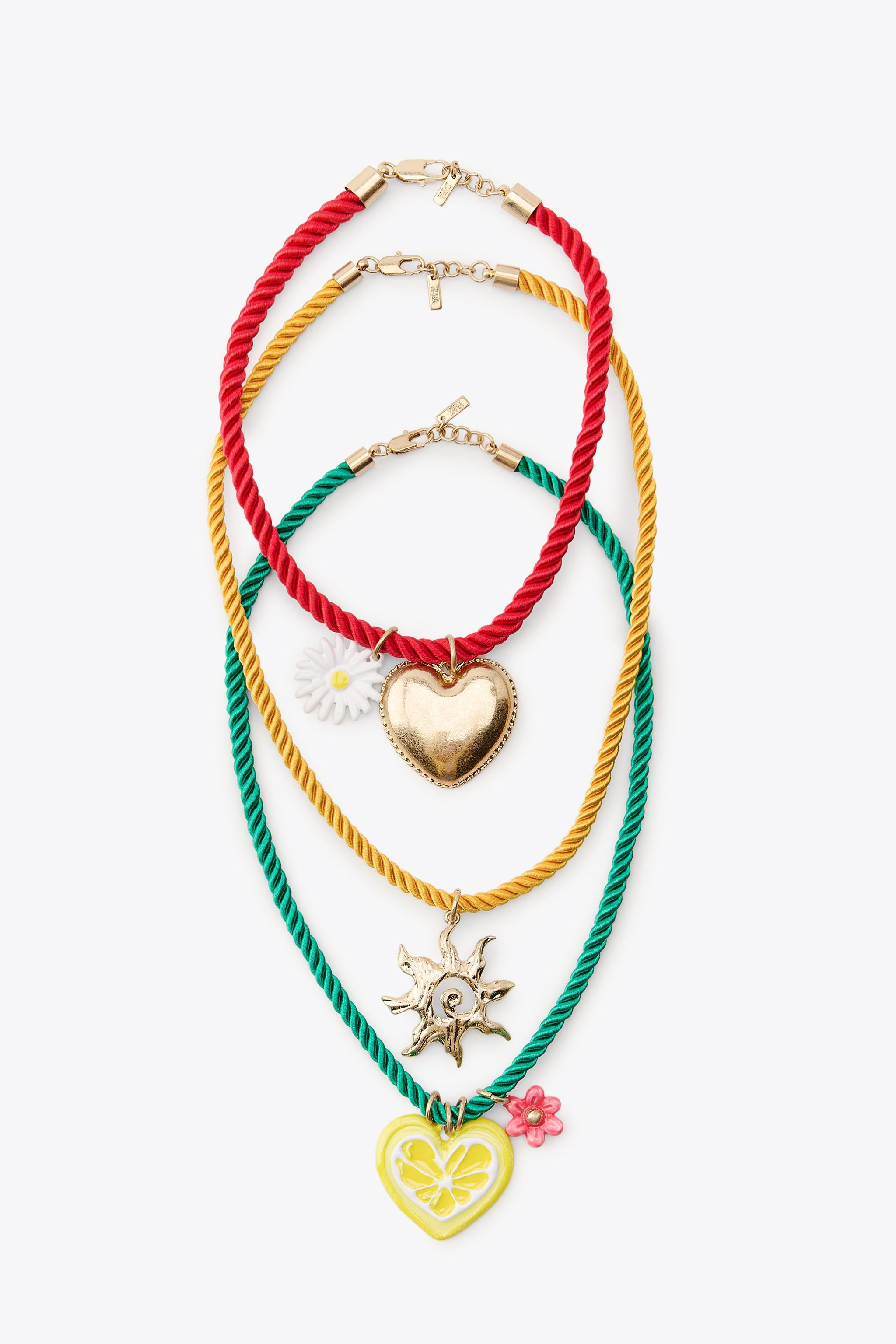 3-PACK CORD CHARM NECKLACES | Zara US