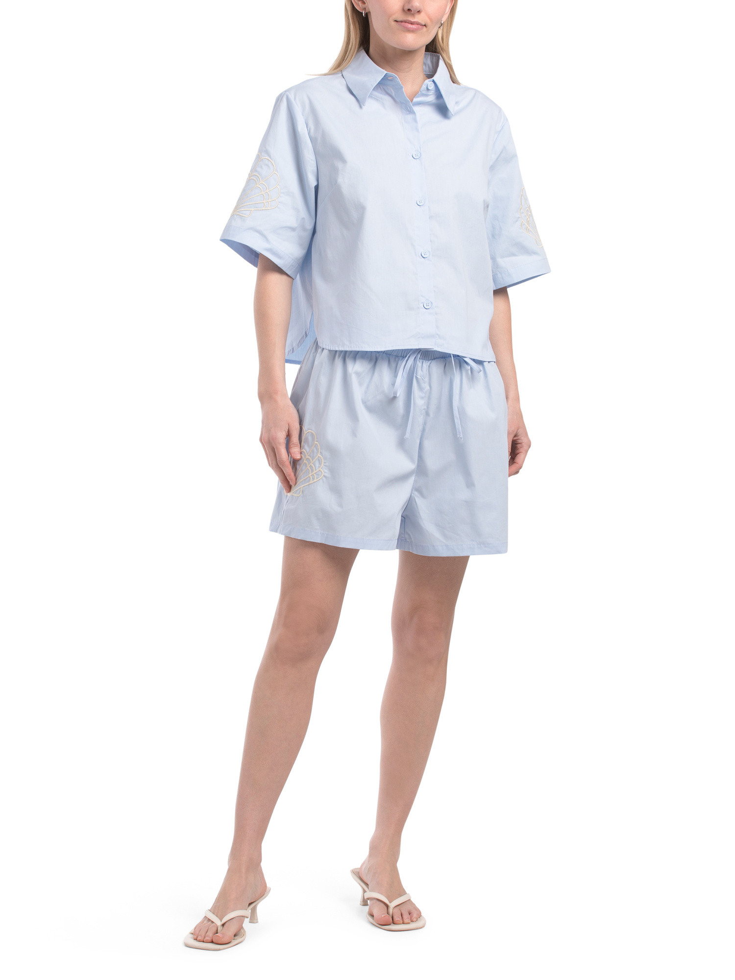 2pc Sea Shell Cotton Top And Trousers Set | TJ Maxx