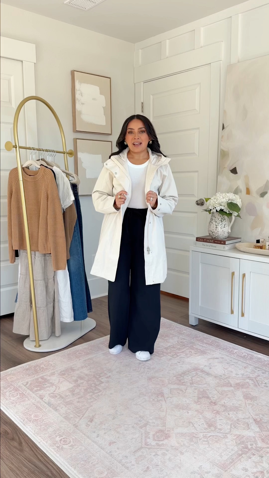 Spring Jackets and coats!
For reference: I’m 5’0, petite, 32b bra size, and 2/26 in bottoms, pear shaped. 
*Everything I share is unaltered! TTS means true to size. Between size 5-6.5 in shoes


Rain jacket size xs petite TTS 
White tank size xs petite TTS
Black pants size small short TTS 
Sneakers size 6 TTS 

#LTKSpringSale #LTKPetite #LTKSaleAlert

#LTKSeasonal #LTKPetite #LTKgrwm