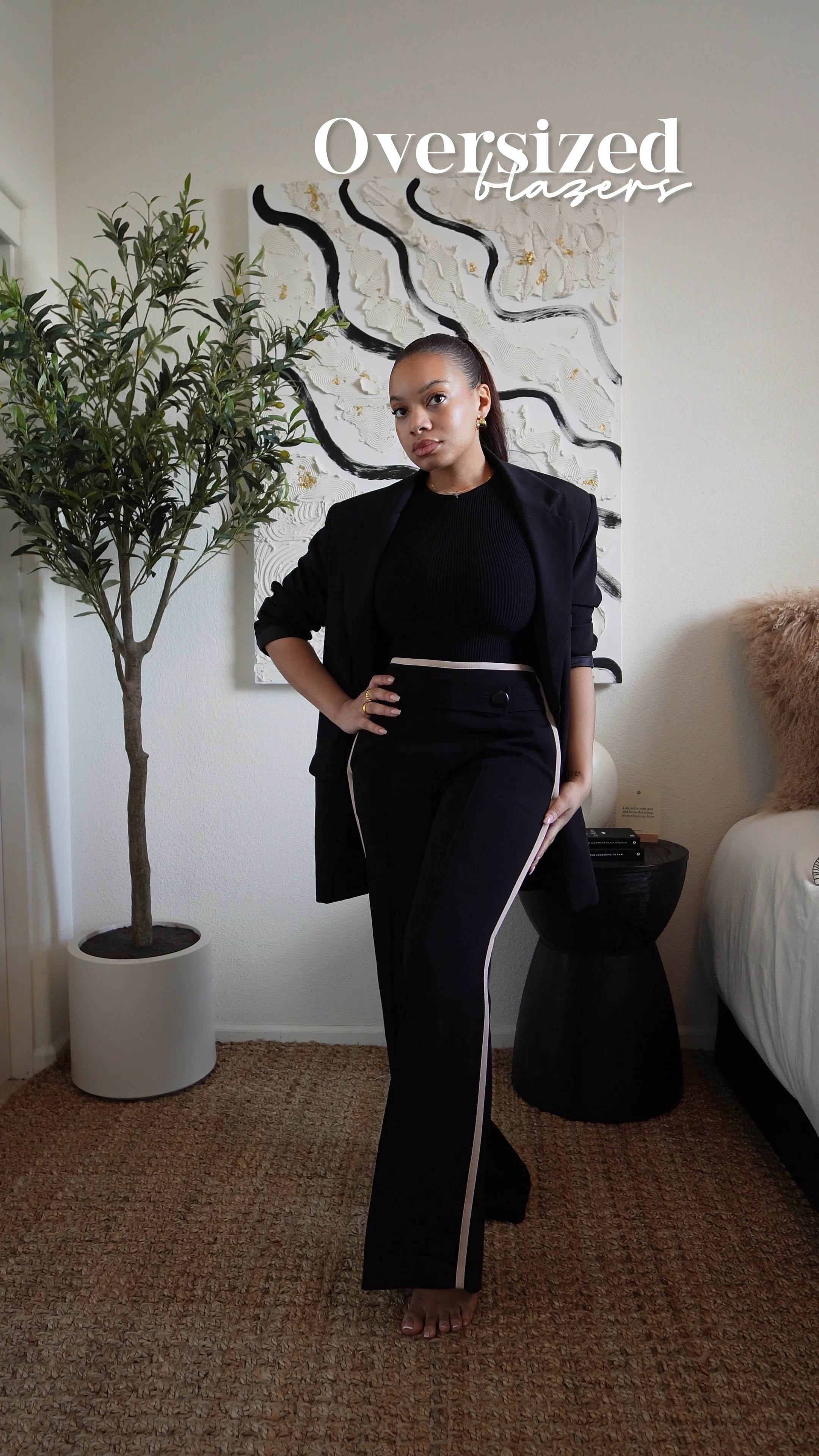 all black is forever chefs kiss🤌🏾🖤 


Love mixing lengths and layers to add dimension to a look. I tried this look with a tailored blazer and it just wasn’t it. The oversized blazer adds drama and depth to these beautiful flowy pants. 

#LTKfindsunder100 #LTKVideo #LTKworkwear