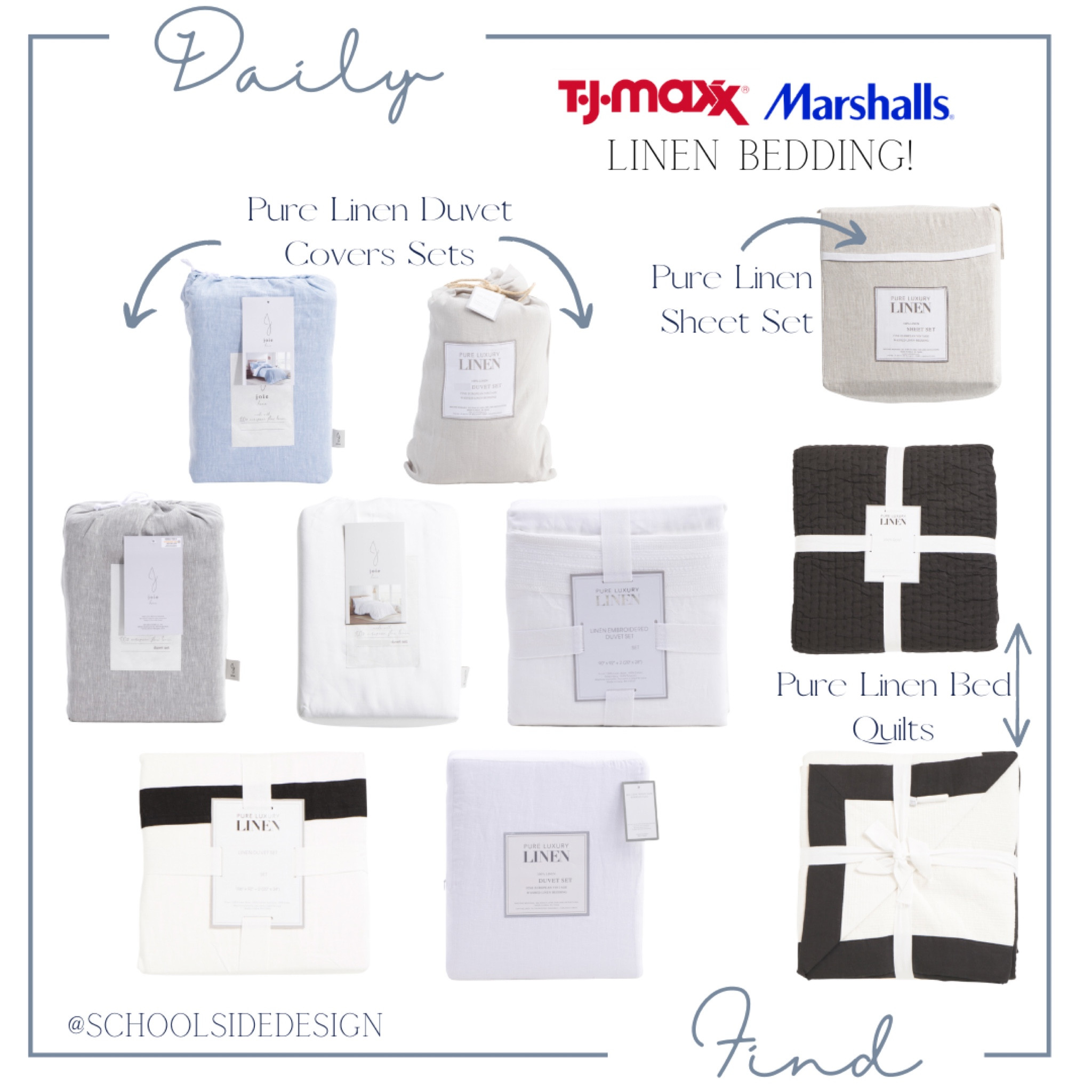 Linen bedding found at TJMaxx and MARSHALLS! The quality is so soft? I own some and have seen some in stores! 

Master bedroom, bedroom, bedding, linen bedding, look for less, splurge vs save, decor dupe, Serena and lily, coastal style, blue bedding, black bedding, linen quilt, linen duvet, linen sheets 

#LTKhome #LTKsalealert #LTKstyletip