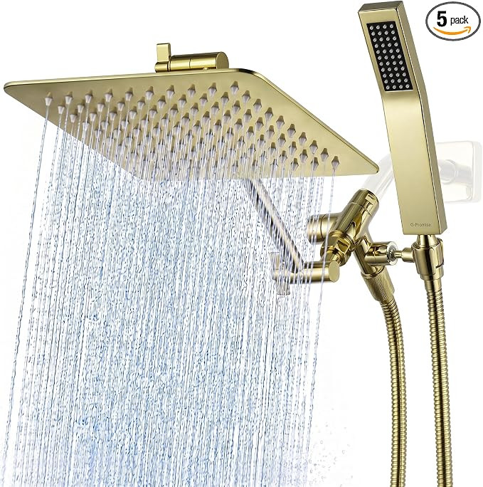 G-Promise All Metal 8" Rain Shower Head with Handheld for Bathroom Upgrade | Amazon (US)