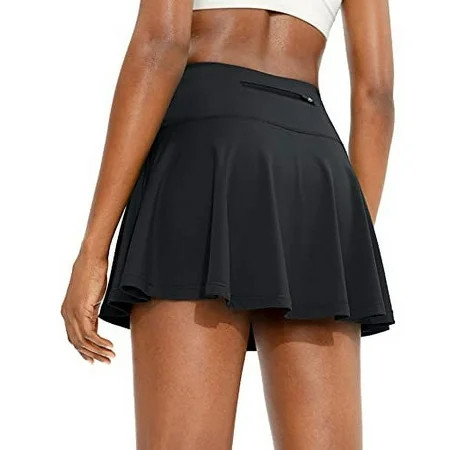 SANTINY Pleated Tennis Skirt .. for Women with 4 .. Pockets Women's High Waisted .. Athletic Golf Skorts Skirts .. for Running Casual(Black_S) | Walmart (US)