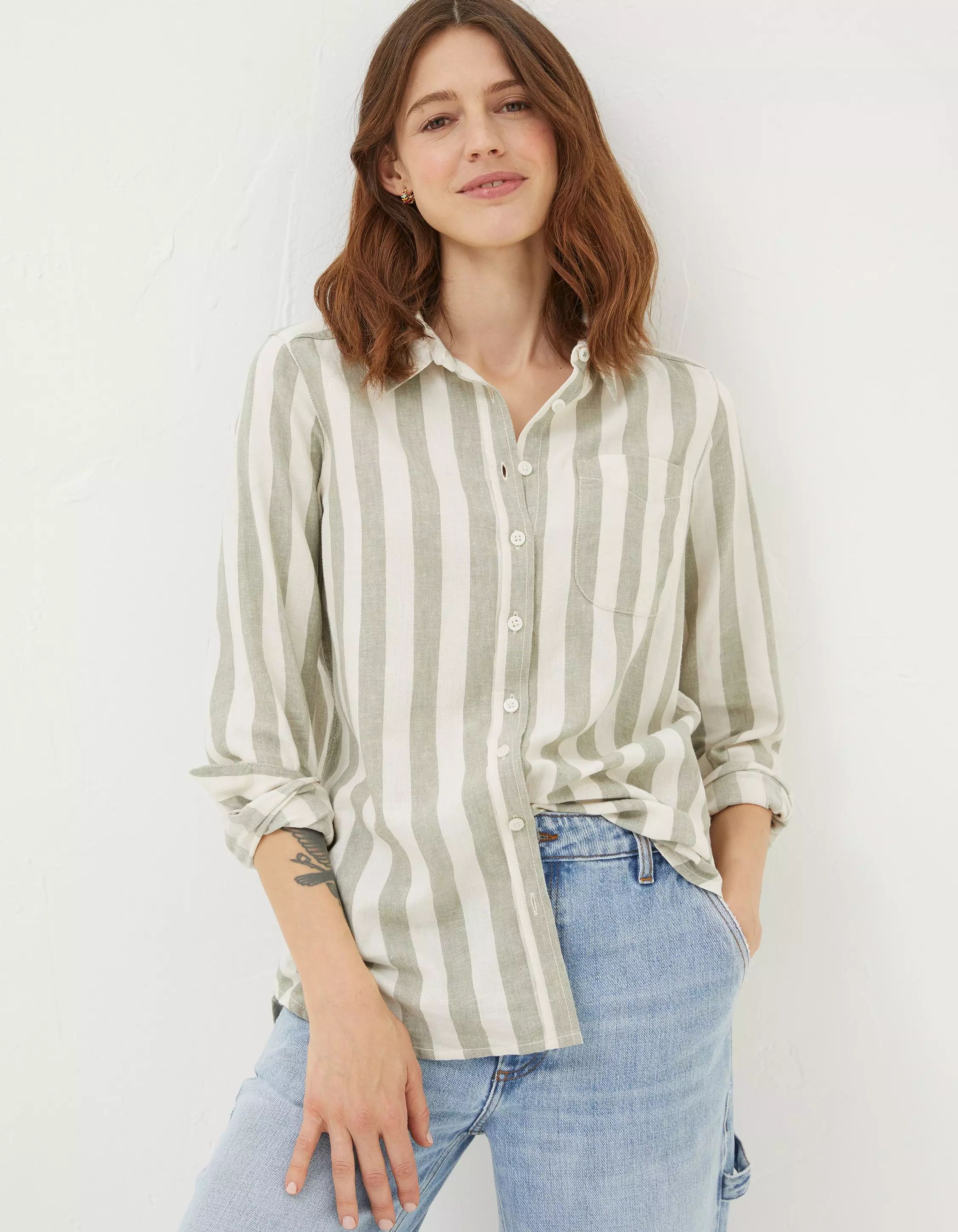 Olivia Stripe Linen Blend Shirt | Fat Face (UK&IE)