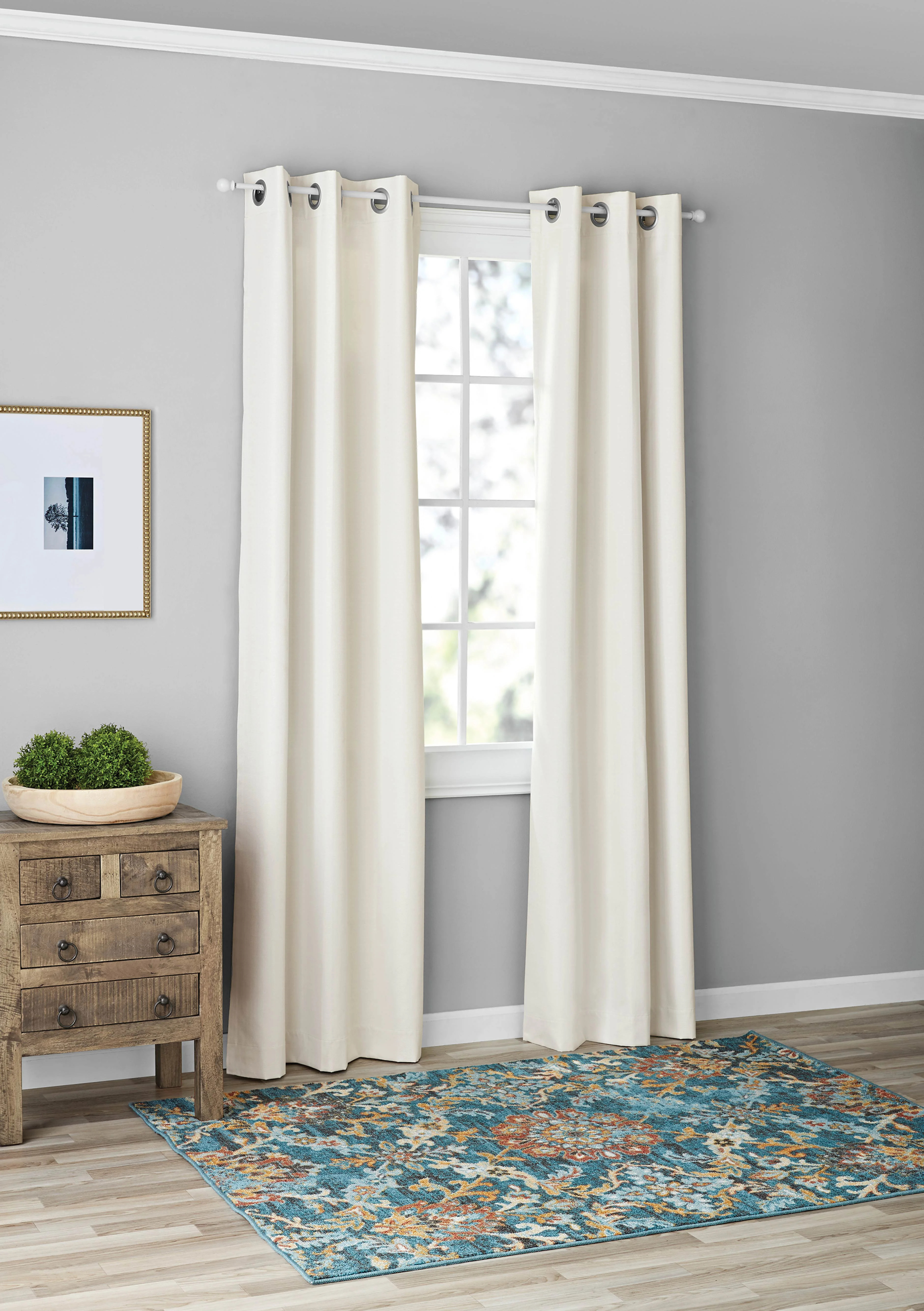Mainstays Textured Solid Blackout Grommet Curtain Panel Pair, Set of 2, Ivory, 37" W x 84" L | Walmart (US)