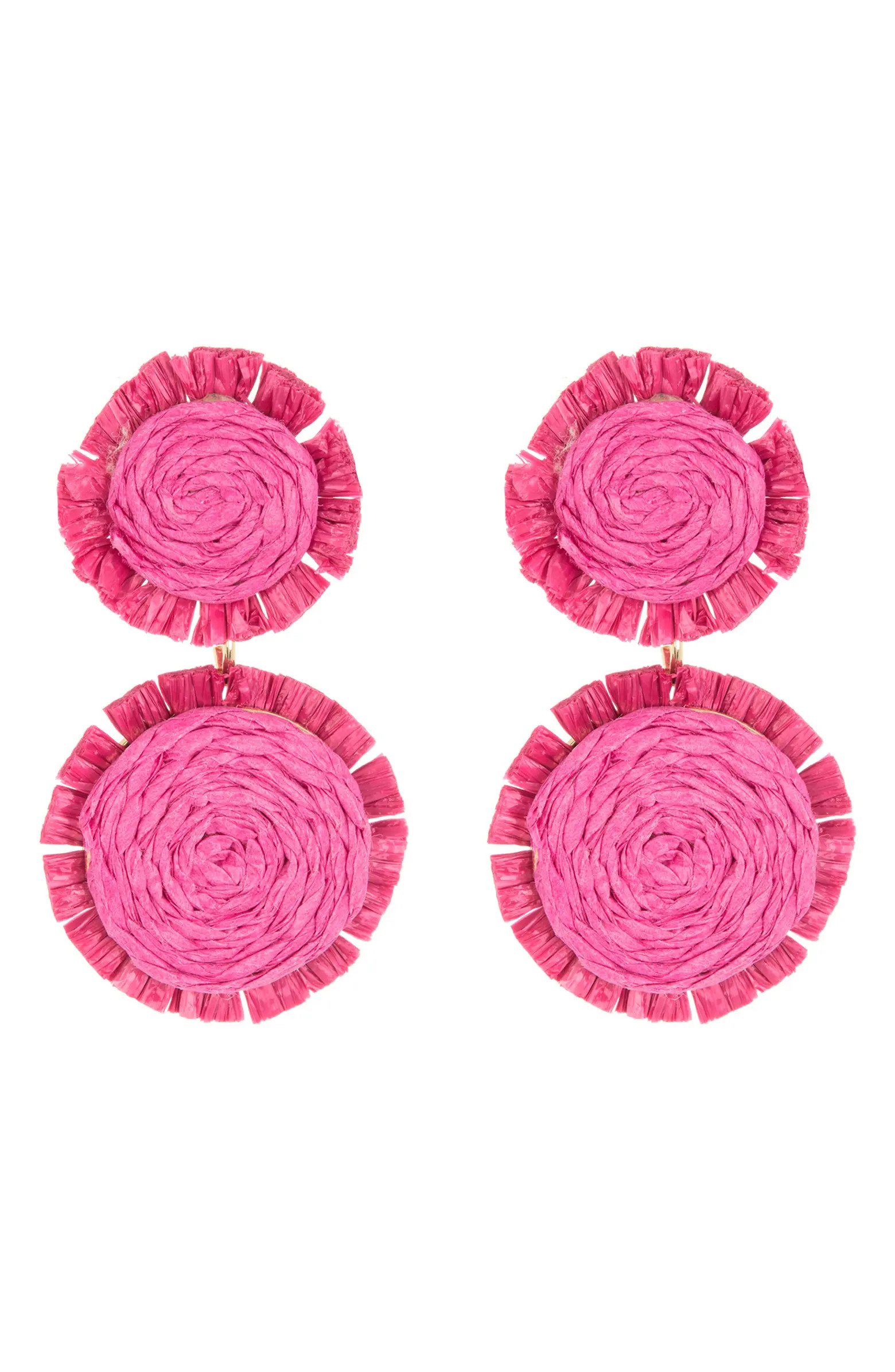 BaubleBar Pink Raffia Round Double Drop Earrings | Nordstromrack | Nordstrom Rack