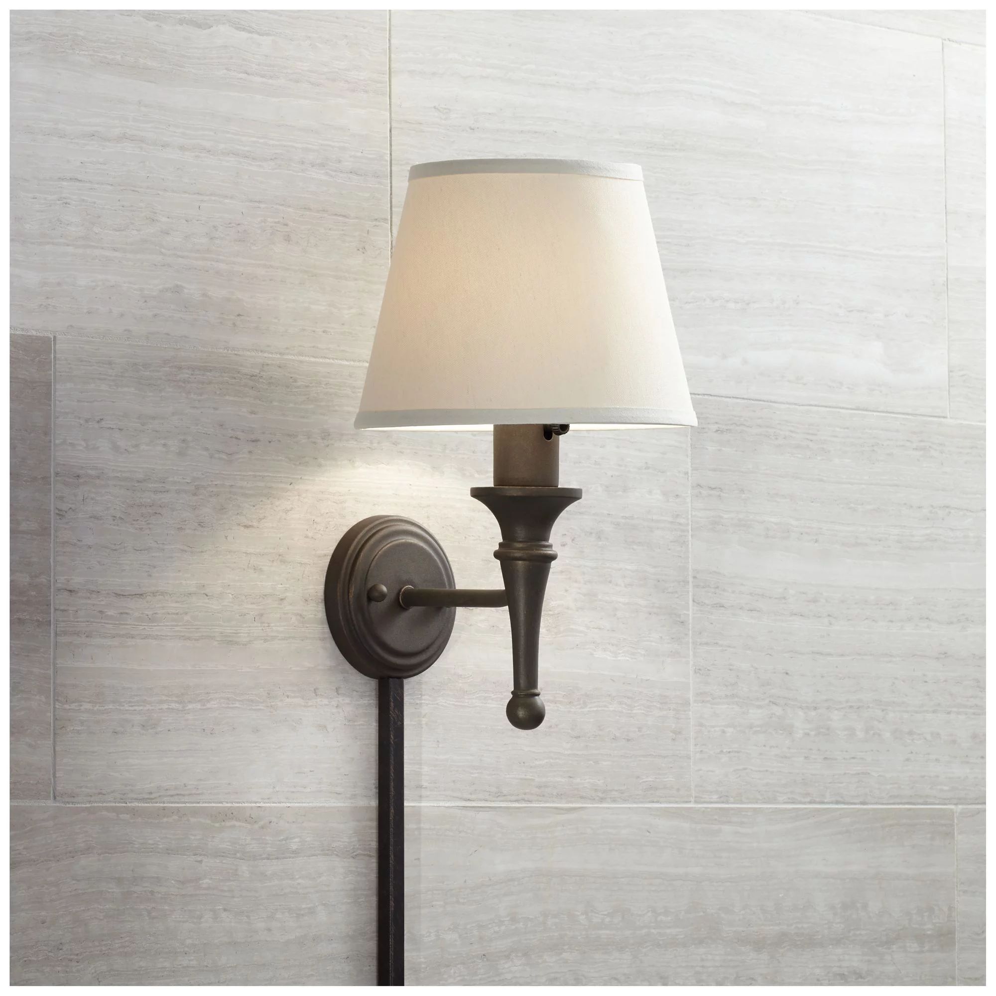 Regency Hill Farmhouse Wall Lamp with Cord Cover Bronze Plug-In Light Fixture Ivory Cotton Empire... | Walmart (US)