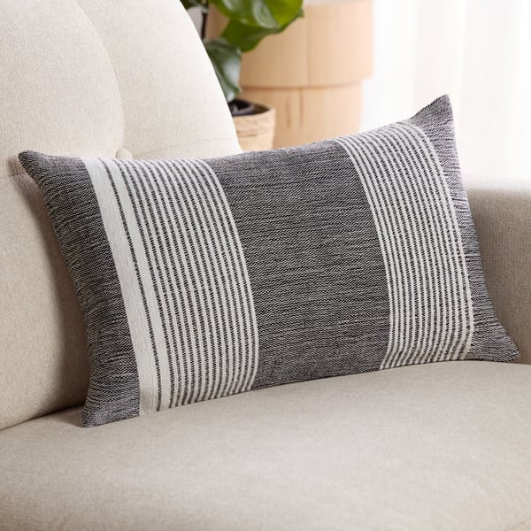 Acapulco Pillow Carinda Black/Cream (ACA-12) Striped Outdoor | Rugs Direct