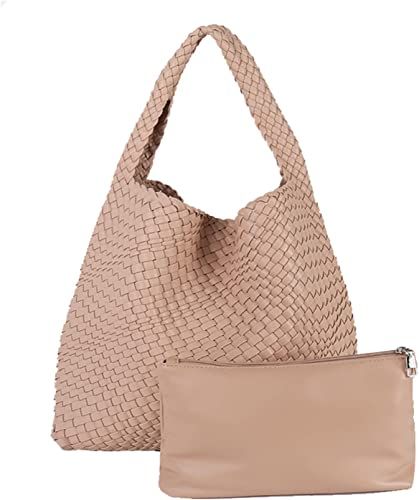 Women Vegan Leather Hand-Woven Tote Handbag Fashion Shoulder Top-handle Bag All-Match Underarm Ba... | Amazon (US)