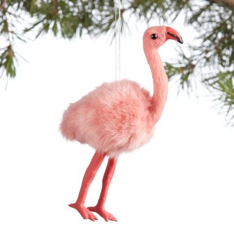 Faux Fur Flamingo Ornament | World Market