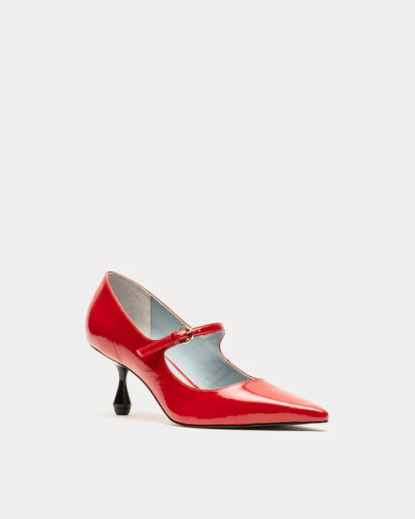 Naomi Pump - Crinkled Leather Red | Frances Valentine