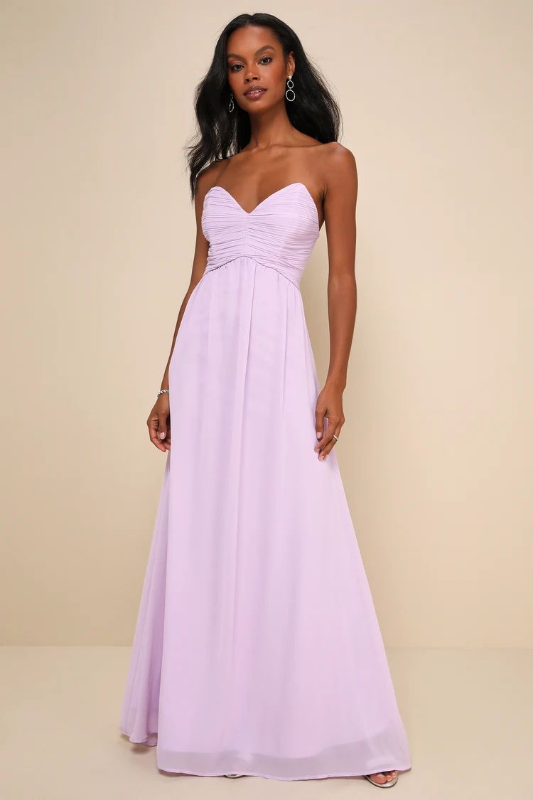 Delightful Memories Lavender V-Neck Strapless Maxi Dress | Lulus