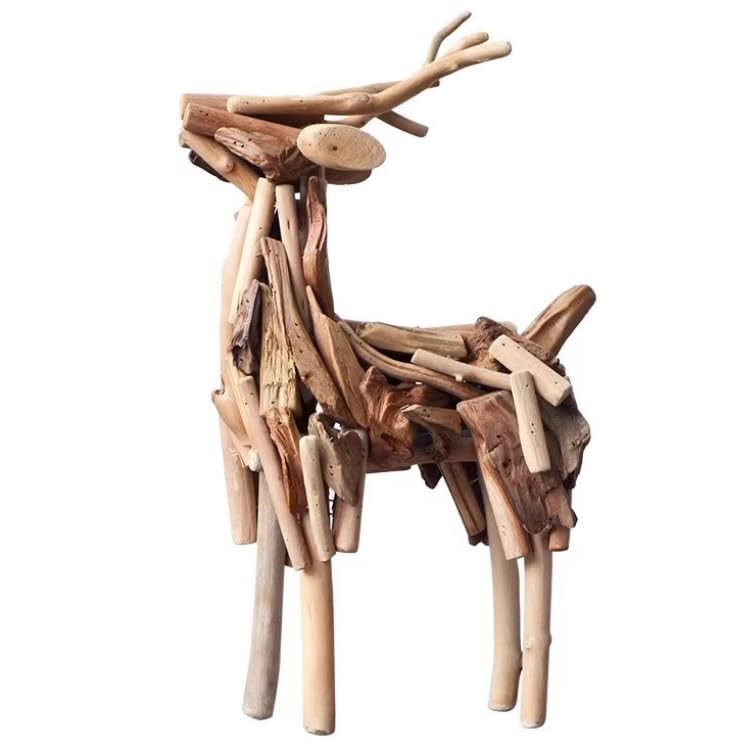 Handcrafted Driftwood Deer Sculpture, 13.4inches, Buck Statue Natural Wood Art Home Figures Chris... | Amazon (US)