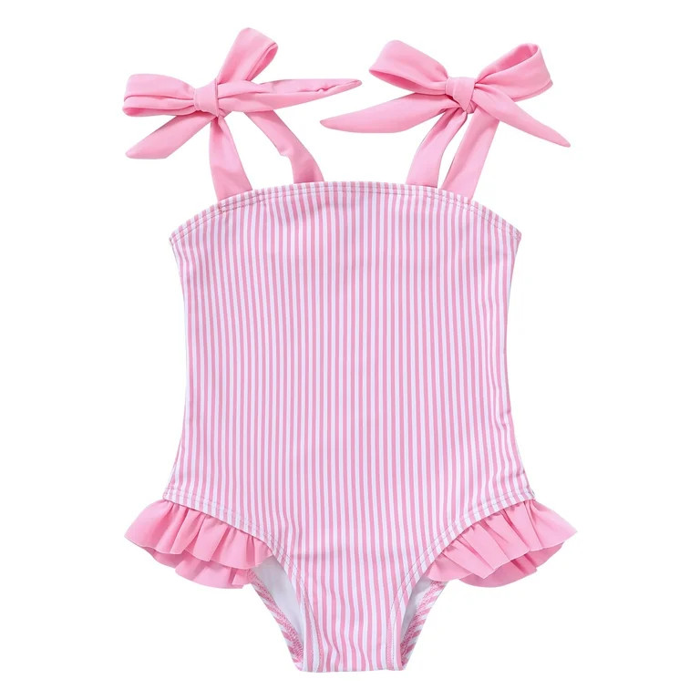 Younger Tree Toddler Swimsuit Girl Color Block Stripe One-Piece Swimwear Baby Girl Bathing Suits ... | Walmart (US)