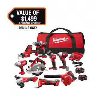 M18 18-Volt Lithium-Ion Cordless Combo Kit (9-Tool) with (2) Batteries, Charger, and Tool Bag | The Home Depot