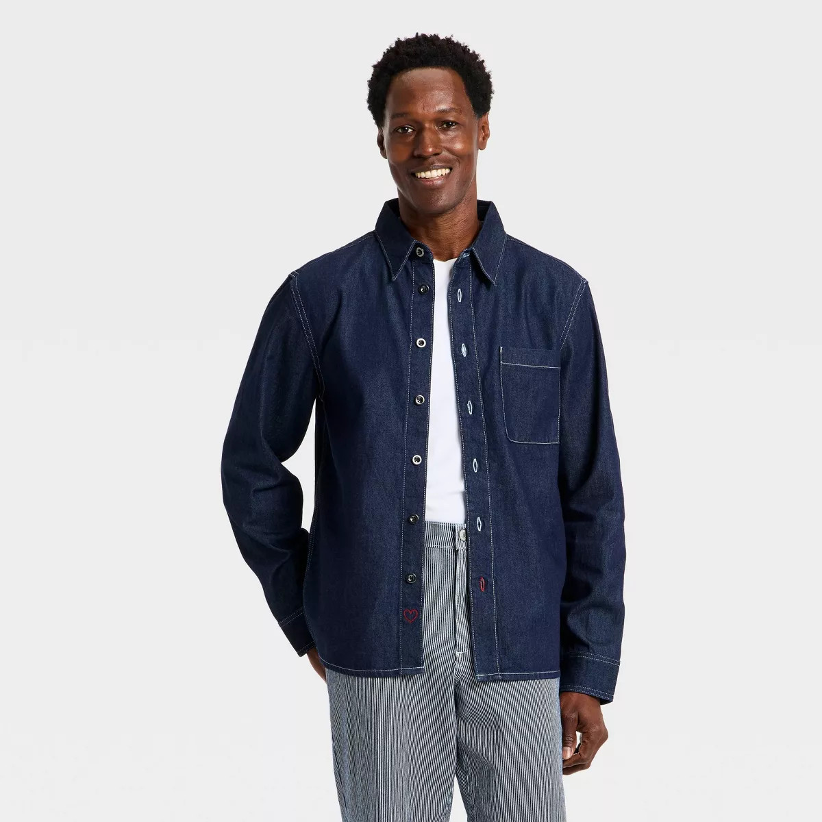 Men's Denim Overshirt - Goodfellow & Co™ Dark Wash L | Target