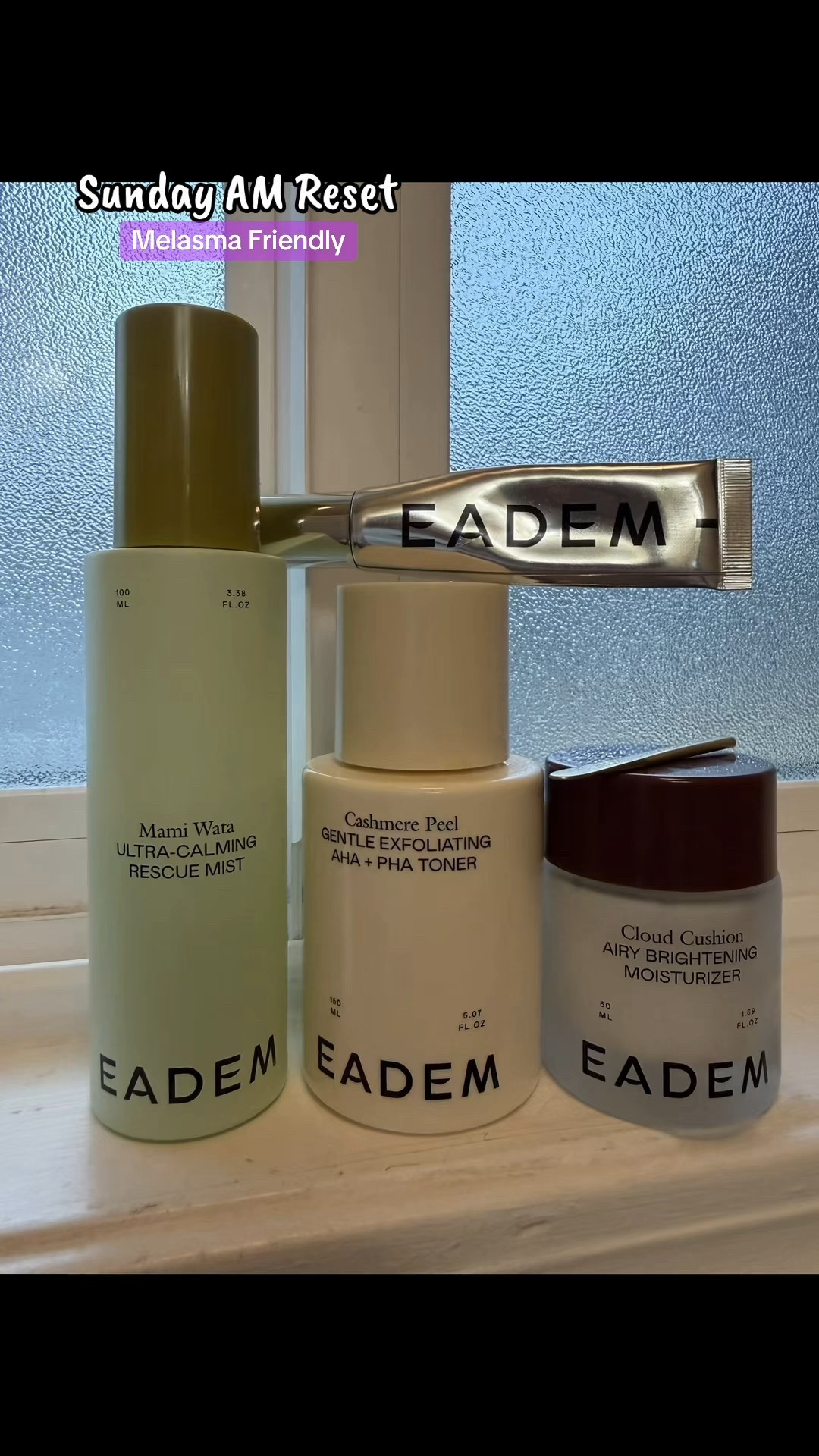Quiet Sunday AM reset 🌿☁️ No talking, just EADEM: Cashmere Peel (AHA+PHA) → Mami Wata Mist → Cloud Cushion Moisturizer → Le Chouchou Lip Balm. 

Gentle glow + calm skin… then SPF always. Everything linked here.

#LTKBeauty #LTKOver40