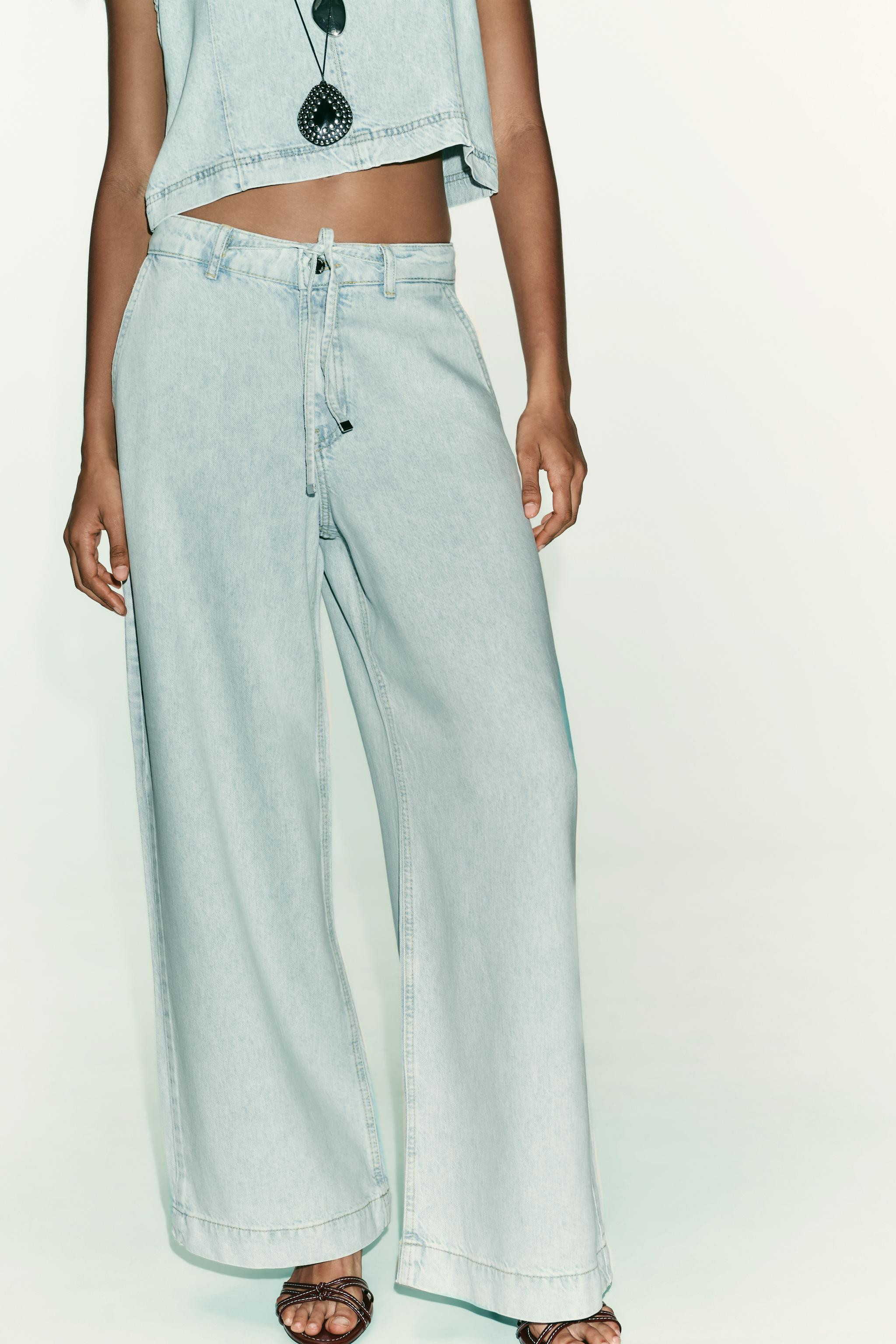 Z1975 HIGH WAIST WIDE LEG JEANS WITH LACES | Zara US
