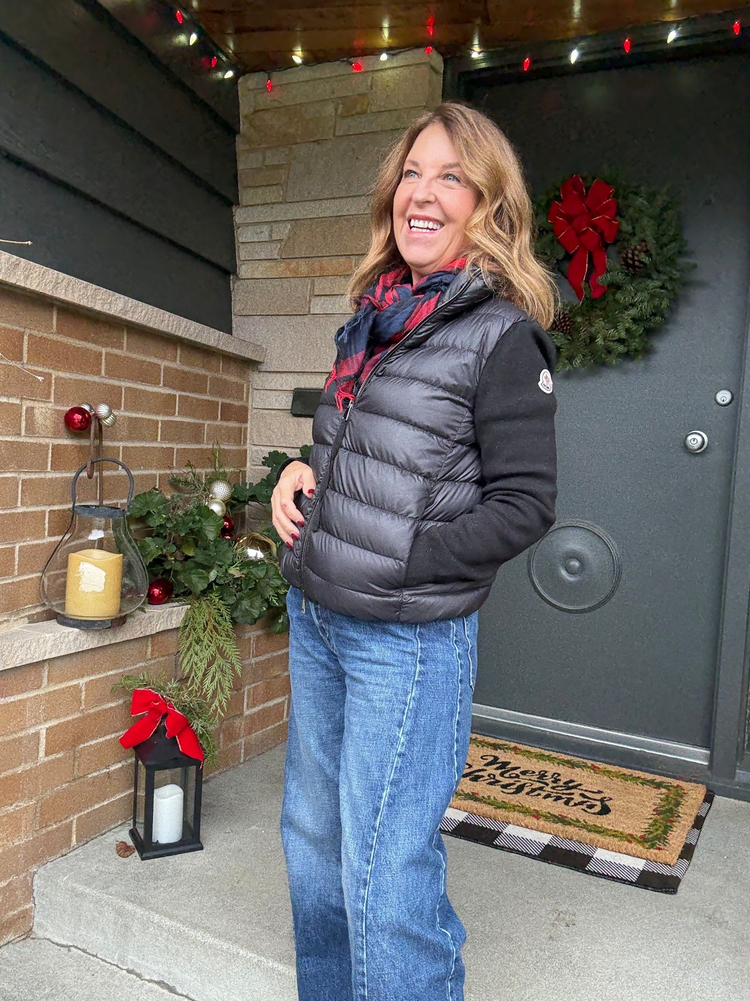 A favorite winter jacket is timeless and splurge-worthy.  Fits tts. Wearing an Xs. 

Moncler knit and down jacket. 
Scarf 
Every day - an excellent handbag 

#LTKOver40 #LTKGiftGuide #LTKHoliday