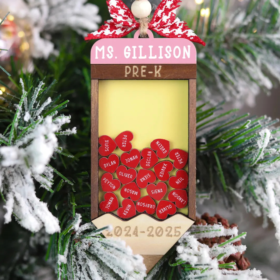 Personalized Teacher Shaker Ornament, Pencil Ornament With Student Names, Teacher Christmas Gift,... | Etsy (US)