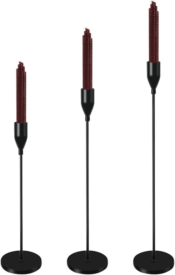SIJUN Candle Holders-Set of 3 Candlestick Holders for Taper Candle Fits 3/4 inch Candle & LED Can... | Amazon (US)