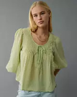 AE Long-Sleeve Breezy Boho Blouse | American Eagle Outfitters (US & CA)