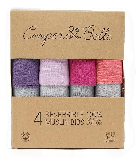 Cooper & Belle Blush Baby Bandana Bibs 100% Cotton Muslin Reversible and Super Absorbent Drool Bi... | Amazon (US)