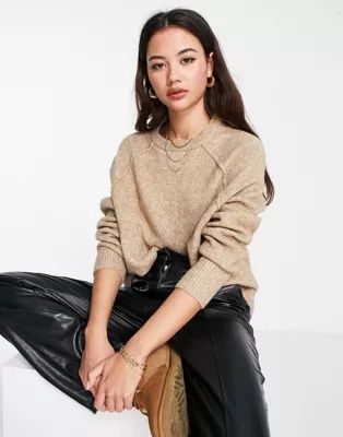 ASOS DESIGN relaxed crew neck sweater in taupe | ASOS (Global)